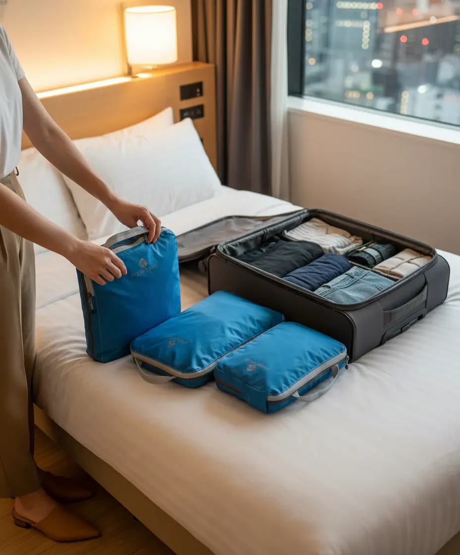 best electronics organizer for travel carry on — Emma packing organizer system